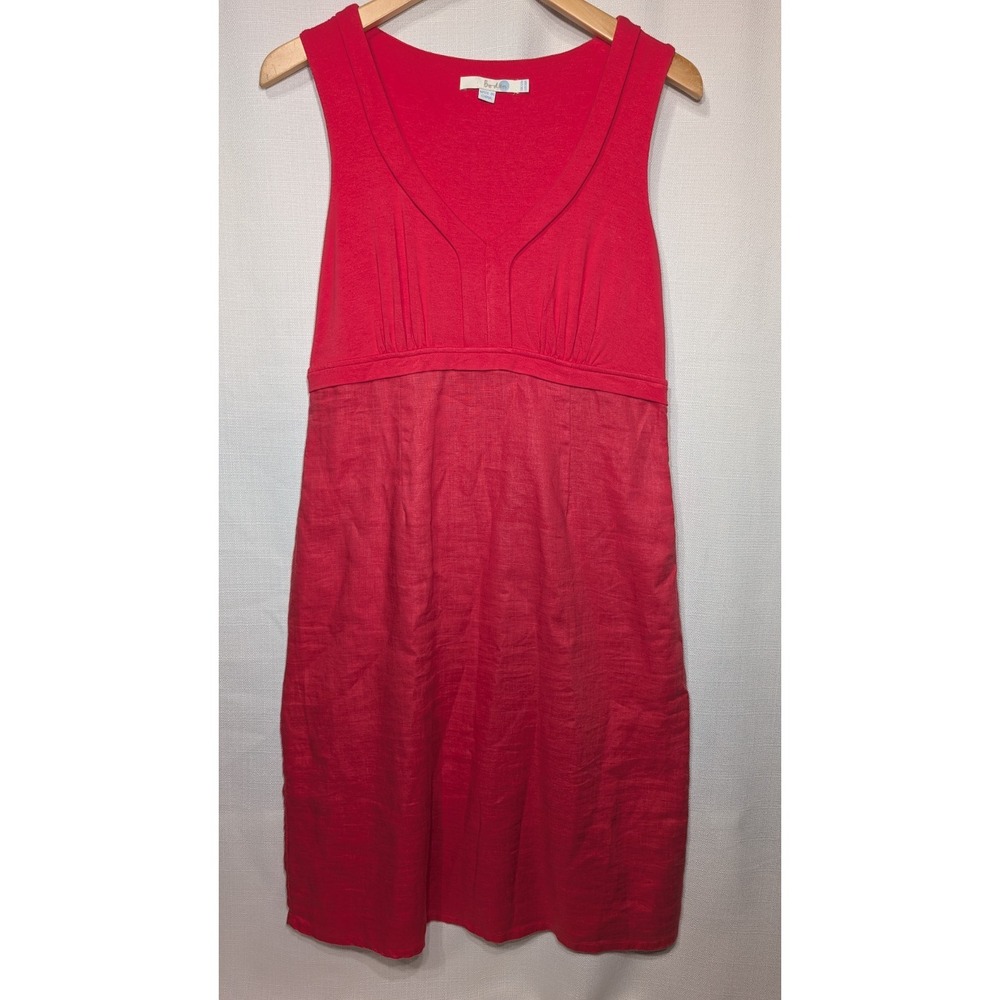 Boden Womens Sleeveless Tank Dress 8R‎ Jersey Top Linen Skirt Boho Coastal Coral